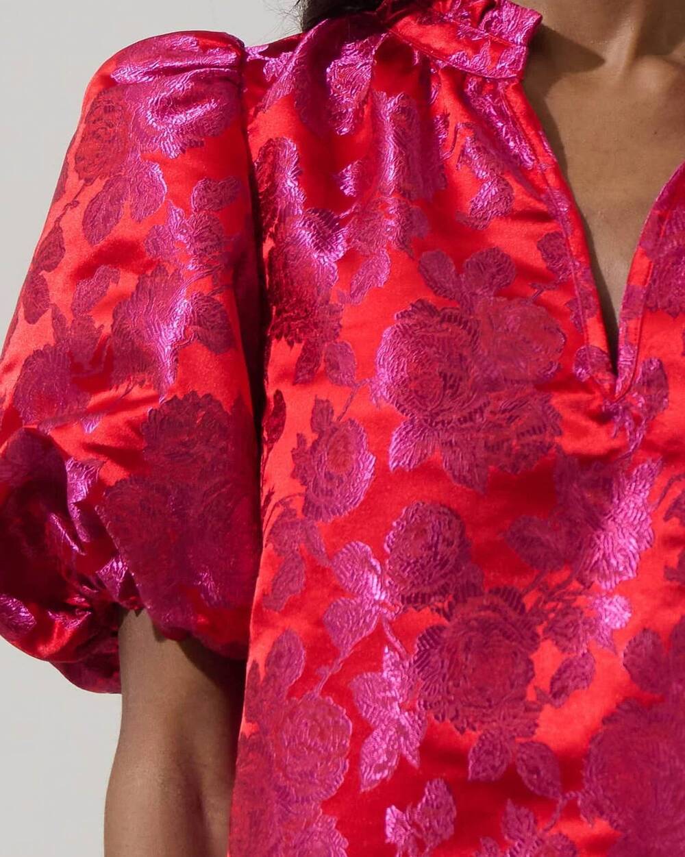 NEW SUGARLIPS duson floral jacquard top in pink-red - Picture 6 of 6